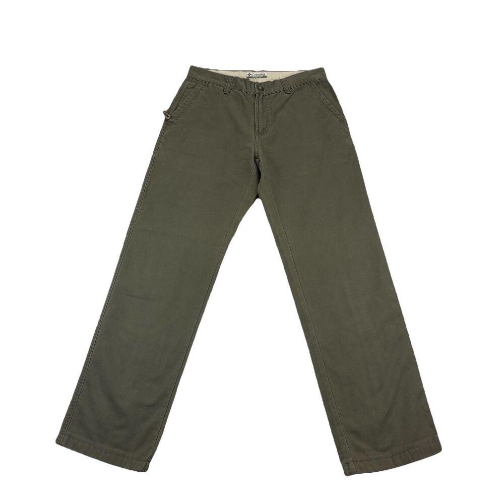 Vintage Columbia Camp Hiking Pants Canvas Zip Pocket Womens 6 Olive Green